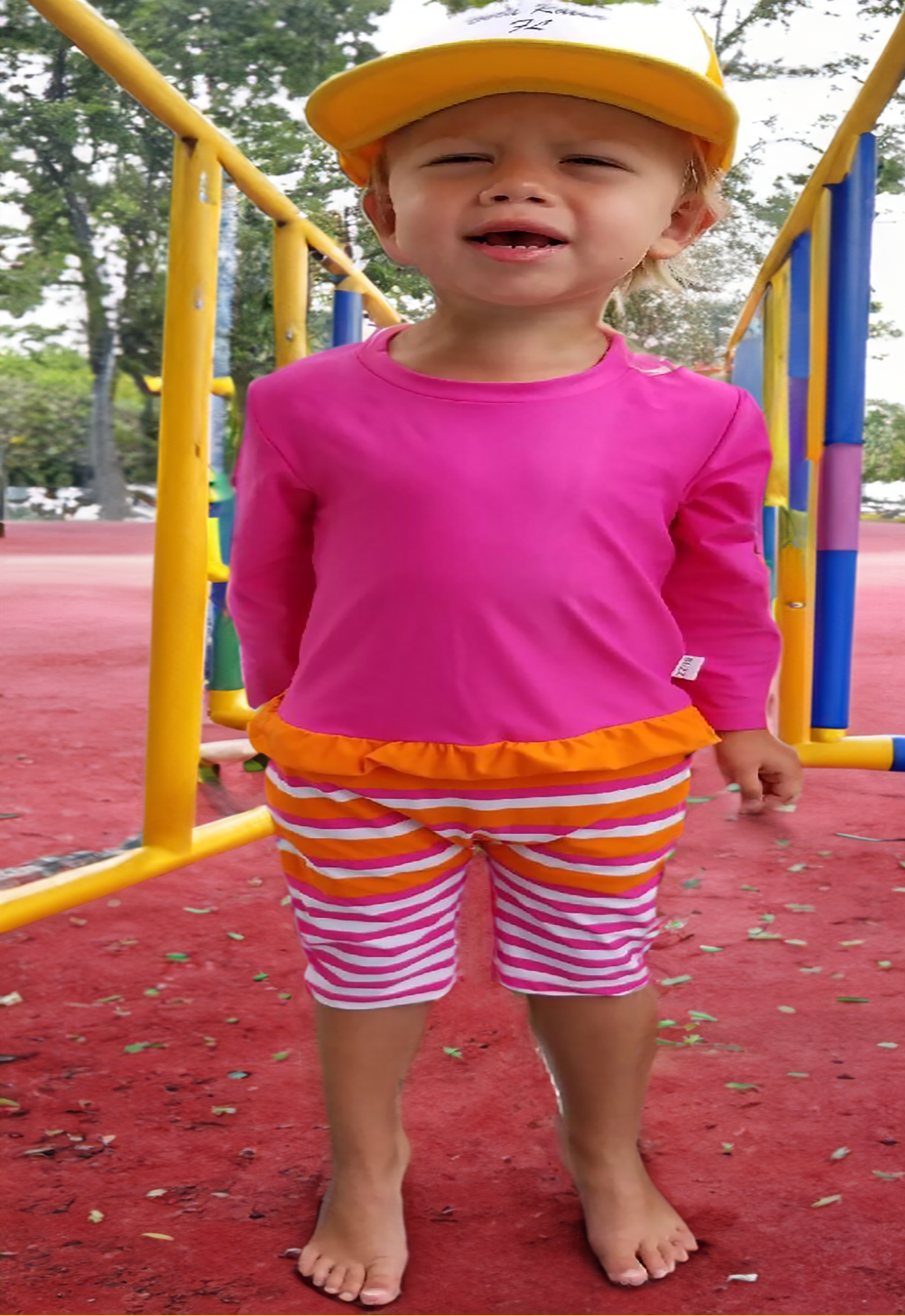 Little Gal's Pink Long Sleeve UV Sun & Swim Suit
