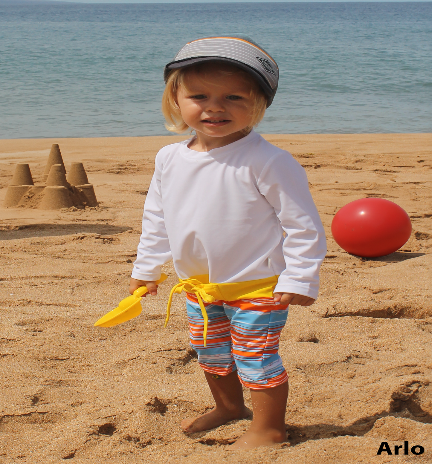 Little Guy's Surfer Orange Long Sleeve UV Sun & Swim Suit