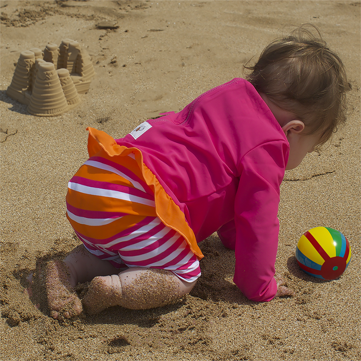Little Gal's Pink Long Sleeve UV Sun & Swim Suit