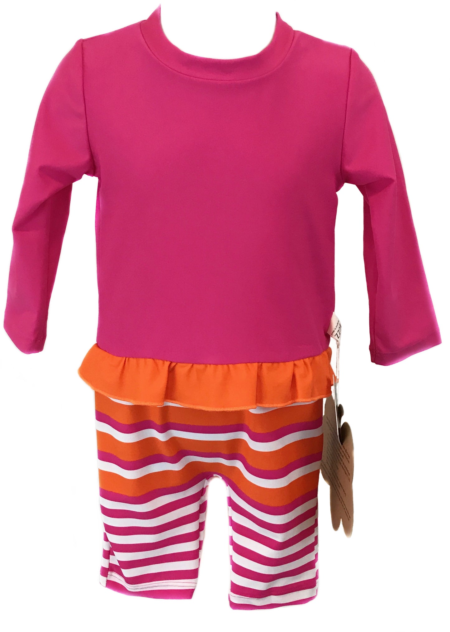 Little Gal's Pink Long Sleeve UV Sun & Swim Suit