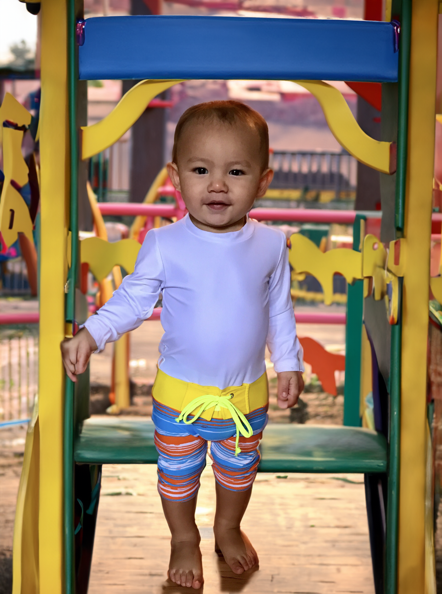 Little Guy's Surfer Orange Long Sleeve UV Sun & Swim Suit
