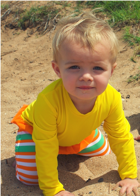 Little Gal's Yellow Long Sleeve UV Sun & Swim Suit