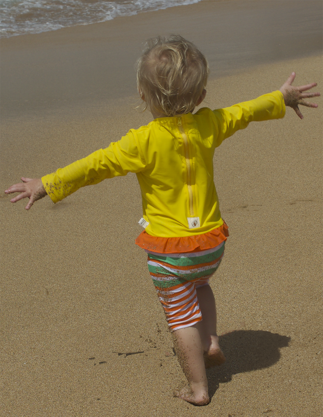 Little Gal's Yellow Long Sleeve UV Sun & Swim Suit